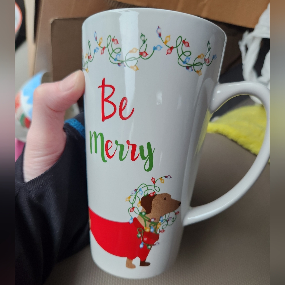 Be Merry Dachshund Doxie Dog Christmas Large Holiday Mug